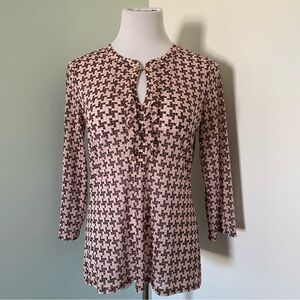The Limited Pink and Black Houndstooth Blouse
